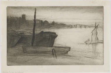 Chelsea Bridge und Kirche, ca. 1870-71